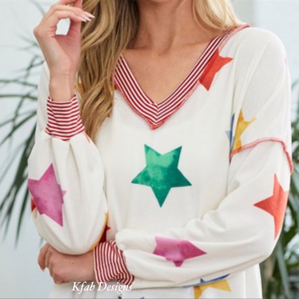 Lovely Melody Super Soft V Neck Stars and Stripes!